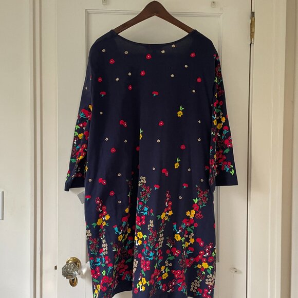 Ulla Popken Navy with flowers 28/30 Women's Tunic Top 100% Cotton - Picture 2 of 6